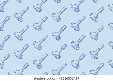 Repeating pattern of blue rubber stamps ideal for stationery design, business presentations, or office themed projects requiring a professional touch.
