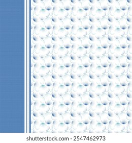 A repeating pattern of blue wavy bubbles on a white background, creating a simple and clean graphic design with border on left side.