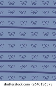 A repeating pattern of bows arranged in horizontal lines on a textured backdrop. The bows are evenly spaced and aligned, creating a harmonious and balanced design. Cartoon vector illustration.