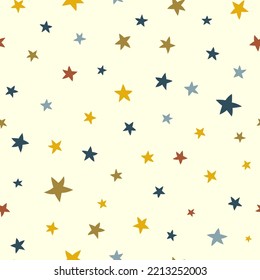 Repeating pattern of bright colored stars of different sizes on a light background.