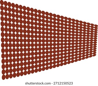A repeating pattern of brown ovals arranged in a grid like structure creating a sense of depth and perspective against a clean white background.