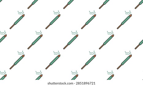 A repeating pattern of burning incense sticks with wisps of smoke.