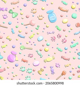 Repeating pattern with candys and lollipops. Halloween background. Vector.