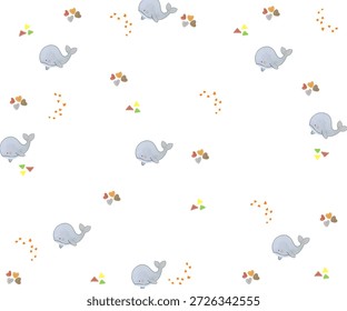 Padrão repetitivo de imagens de desenhos animados de animais do mar golfinhos, peixes, coral