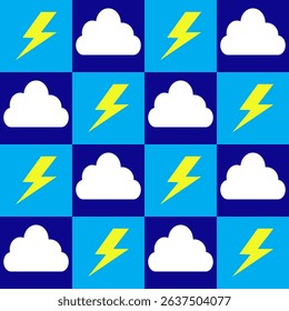 Repeating pattern of clouds and lighting bolt