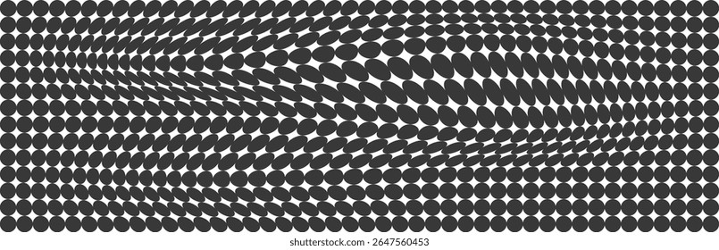 A repeating pattern of dark grey ovals on a white background. 