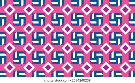 A repeating pattern with a distinct, slightly retro geometric aesthetic. The standout element is the stylish square shape with a segmented design