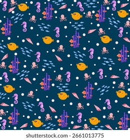 um padrão repetido de diversos animais de profundidade