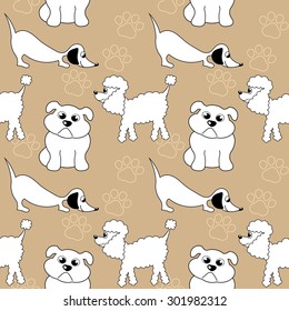 repeating pattern with dogs line drawings