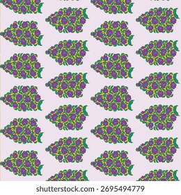 Repeating pattern featuring stylized grape bunches arranged in a neat grid format — perfect for vineyard-inspired textiles, wallpapers, packaging, and decorative surface designs.