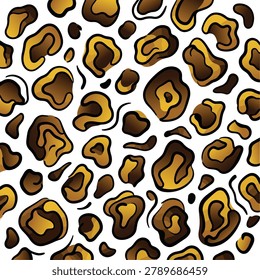 A repeating pattern featuring stylized leopard spots in shades of brown and gold, creating a wild and natural texture.