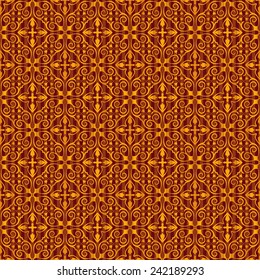 Repeating pattern of floral elements and swirls that will tile seamlessly.