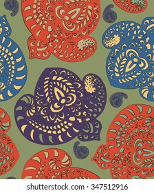 repeating pattern of floral motifs of stylized