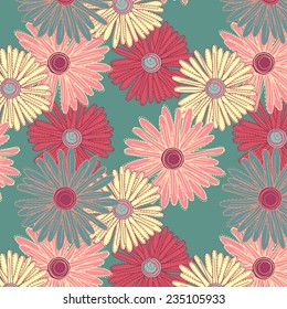 repeating pattern with flowers, colorful gerbera daisies
