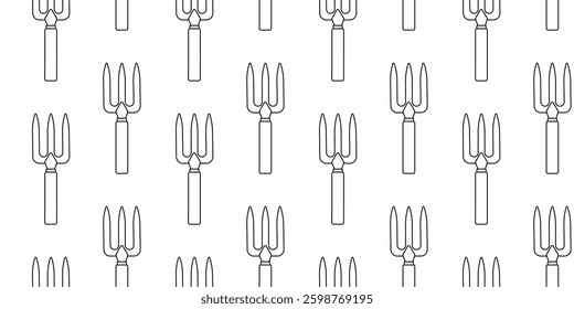 Repeating pattern of fork illustrations in minimalist black and white design