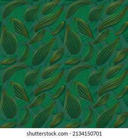 repeating pattern of golden leaves with shadows for backgrounds, wallpapers, wrapping paper, fabrics, textiles