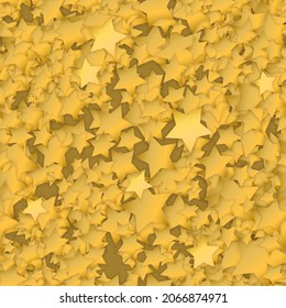 Un patrón repetido de estrellas doradas. Fondo volumétrico convexo. Vector