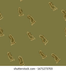 Repeating pattern with green footprints on green background.