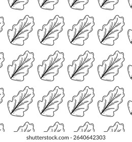 Repeating pattern of green lettuce leaves in a seamless vector style pattern. Perfect for fabric prints, food packaging, kitchen decor, healthy food themes, and eco-friendly design projects.