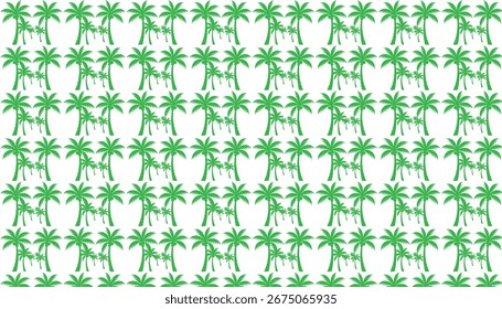Padrão repetitivo de palmeiras verdes em um fundo branco Palavras-chave palmeira, padrão, verde, branco, tropical.