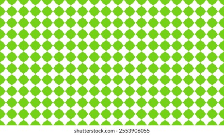 A repeating pattern of green shapes on a white background, creating a decorative design.