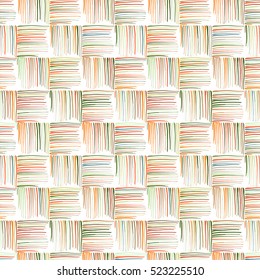 Repeating pattern of grunge line. Styling texture of fabric, carpet weaving. Color illustration. Abstract geometric hand drawn seamless pattern. Vector.