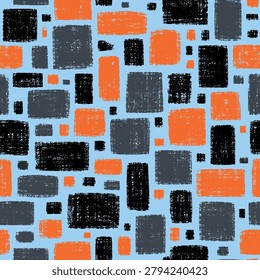 A repeating pattern of hand-drawn rectangles in various sizes and orientations, featuring a chalky texture on a light blue background