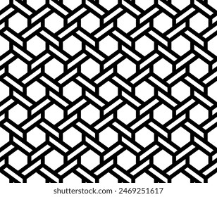 Repeating pattern of Hexagon woven symbol. Geometric Trellis seamless patterns, Hexagonal tiles vector.