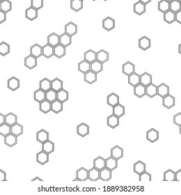 Repeating pattern with honeycombs. Seamless pattern for textile or wrapping paper isolated on white background.
