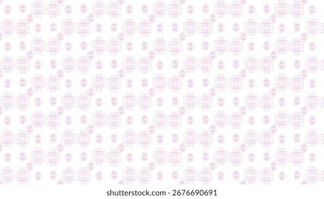 A repeating pattern of intricate pink geometric wireframe structures covers the white background in a dense grid.