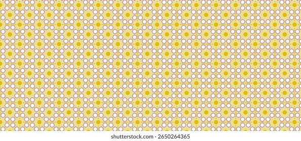 Padrão repetitivo de intrincadas formas de estrelas em blocos de mosaico amarelo quente, dourado e castanho avermelhado no fundo branco, apresentando textura pixelada e simetria densa para o design ornamental