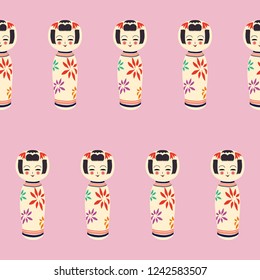 Repeating pattern of Kokeshi