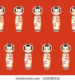 Repeating pattern of Kokeshi