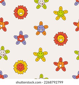 Repeating pattern, laughs flowers. Endless backdrop, floret clipart. Vector illustration in simple flat style
