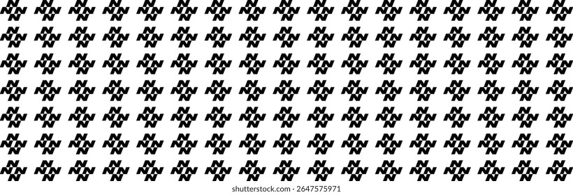 A repeating pattern of the letter "N" in black against a white background. The letters are arranged in a grid formation with a slight diagonal offset, creating a visually dynamic and abstract design.