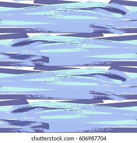 Repeating pattern with Light and deep blue paint texture.Hand drawn with rough paint seamless background. Colorful brushed backdrop with some grunge texture and overlapping strokes.