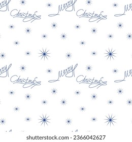 repeating pattern merry christmas lettering snowflakes on white background