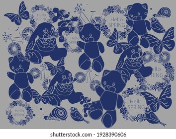 Repeating pattern on a blue background