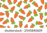 Repeating Pattern of Orange Carrots with Green Tops