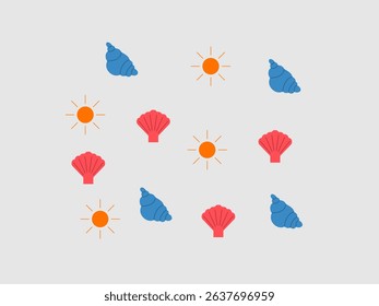 A repeating pattern of orange suns