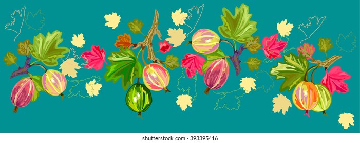 repeating pattern ornament gooseberries