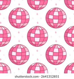 Repeating pattern of pink disco balls