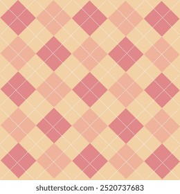 Repeating pattern of pink peach diamonds on peach color background, perfect for summerthemed designs, textiles, wrapping paper, stationery, and digital backgrounds.