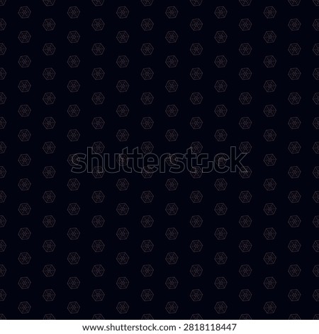 Repeating pattern of pink star polygons on dark background. Geometric abstraction, modern graphic, abstract art, decorative design, seamless motif.