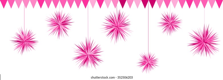 Repeating  pattern with prickly festive pompons   - vector illustration 