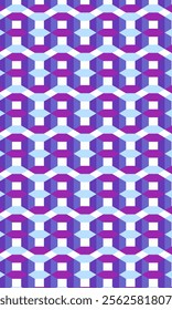 A repeating pattern of purple and blue hexagons on a white background.