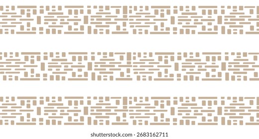 A repeating pattern of rectangular shapes in a neutral color is arranged in horizontal bands against a white background.