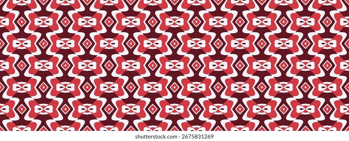 A Repeating Pattern of Red and White Geometric Shapes Evokes a Festive Christmas Background.