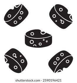 A repeating pattern of simple, cartoon-style cheese slices.