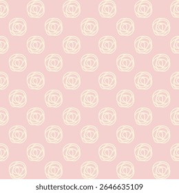 A repeating pattern of simple, outlined roses on a soft pink background.